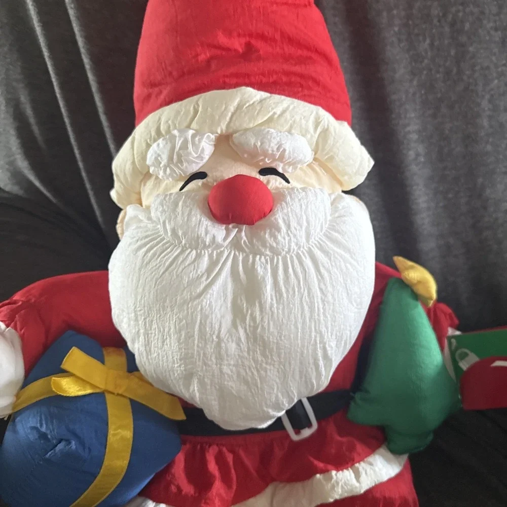VTG 90's Puffy Nylon Parachute Santa‎ Claus Christmas Plush Decoration 20